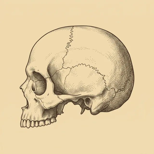 Engraved plate of the cranium, the braincase