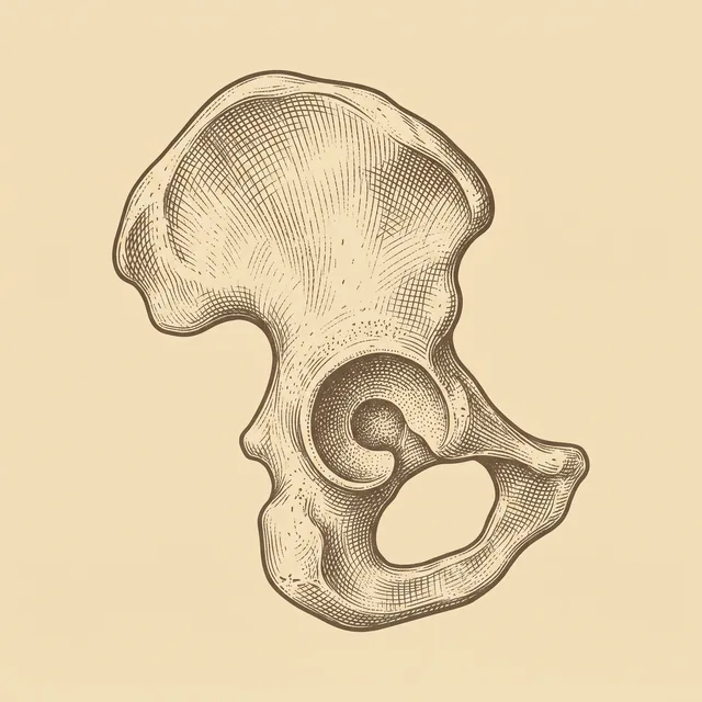 Engraved plate of the hip bone, the pelvis (each side)
