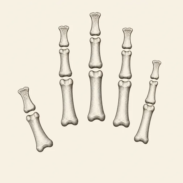 Engraved plate of the phalanges, the finger bones